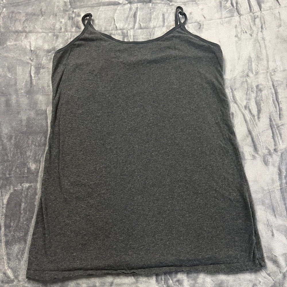 Active Basic Camisole Top Womens 1XL Heathered Gray Adjustable Spaghetti Strap‎